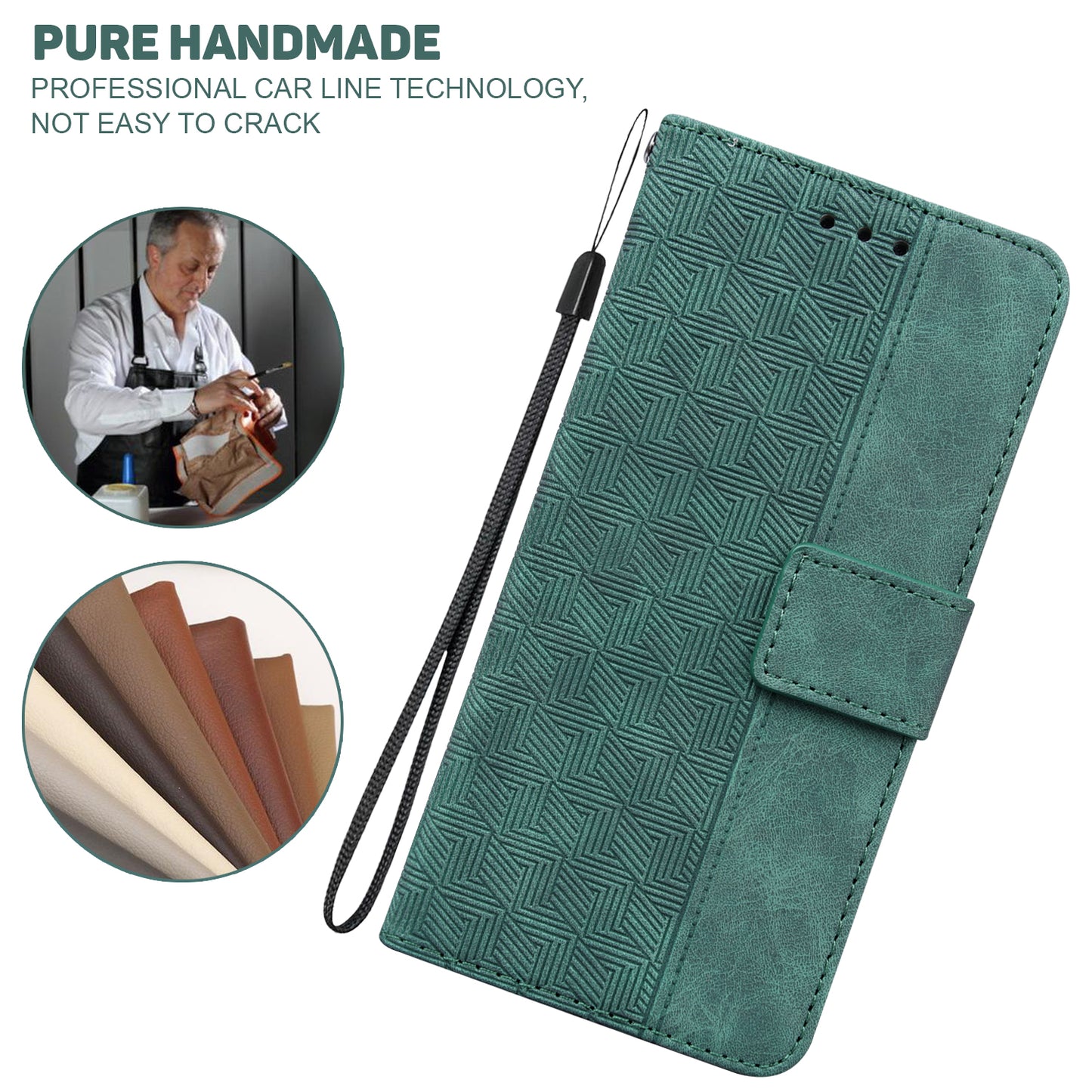 For OnePlus Nord N200 5G Imprinted Geometry Pattern PU Leather Magnetic Protection Cover Folding Stand Wallet Flip Folio Case with Strap