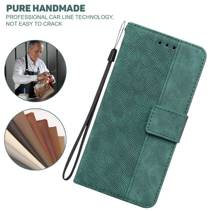 For OnePlus Nord N200 5G Imprinted Geometry Pattern PU Leather Magnetic Protection Cover Folding Stand Wallet Flip Folio Case with Strap