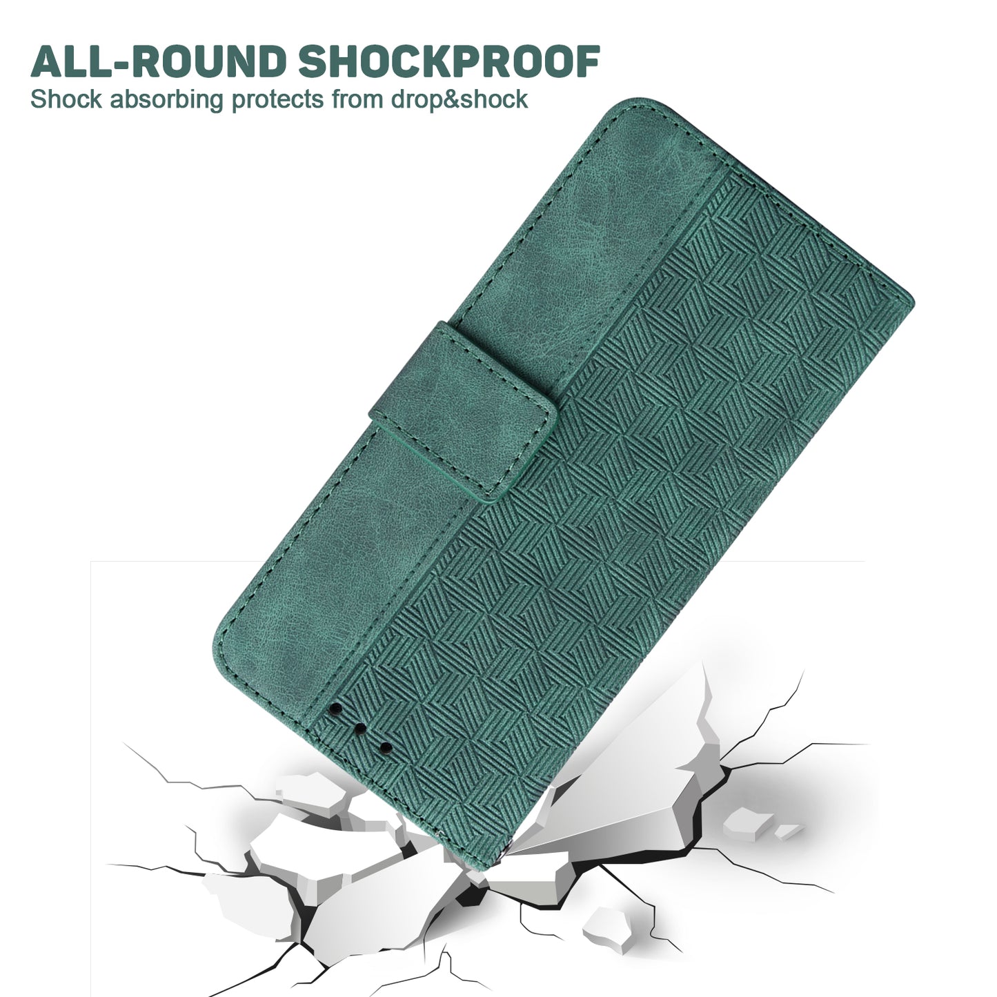 For OnePlus Nord N200 5G Imprinted Geometry Pattern PU Leather Magnetic Protection Cover Folding Stand Wallet Flip Folio Case with Strap
