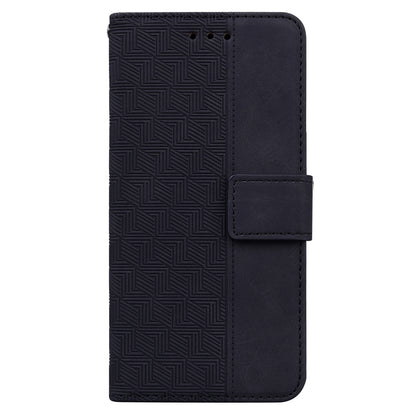 For OnePlus Nord N200 5G Imprinted Geometry Pattern PU Leather Magnetic Protection Cover Folding Stand Wallet Flip Folio Case with Strap
