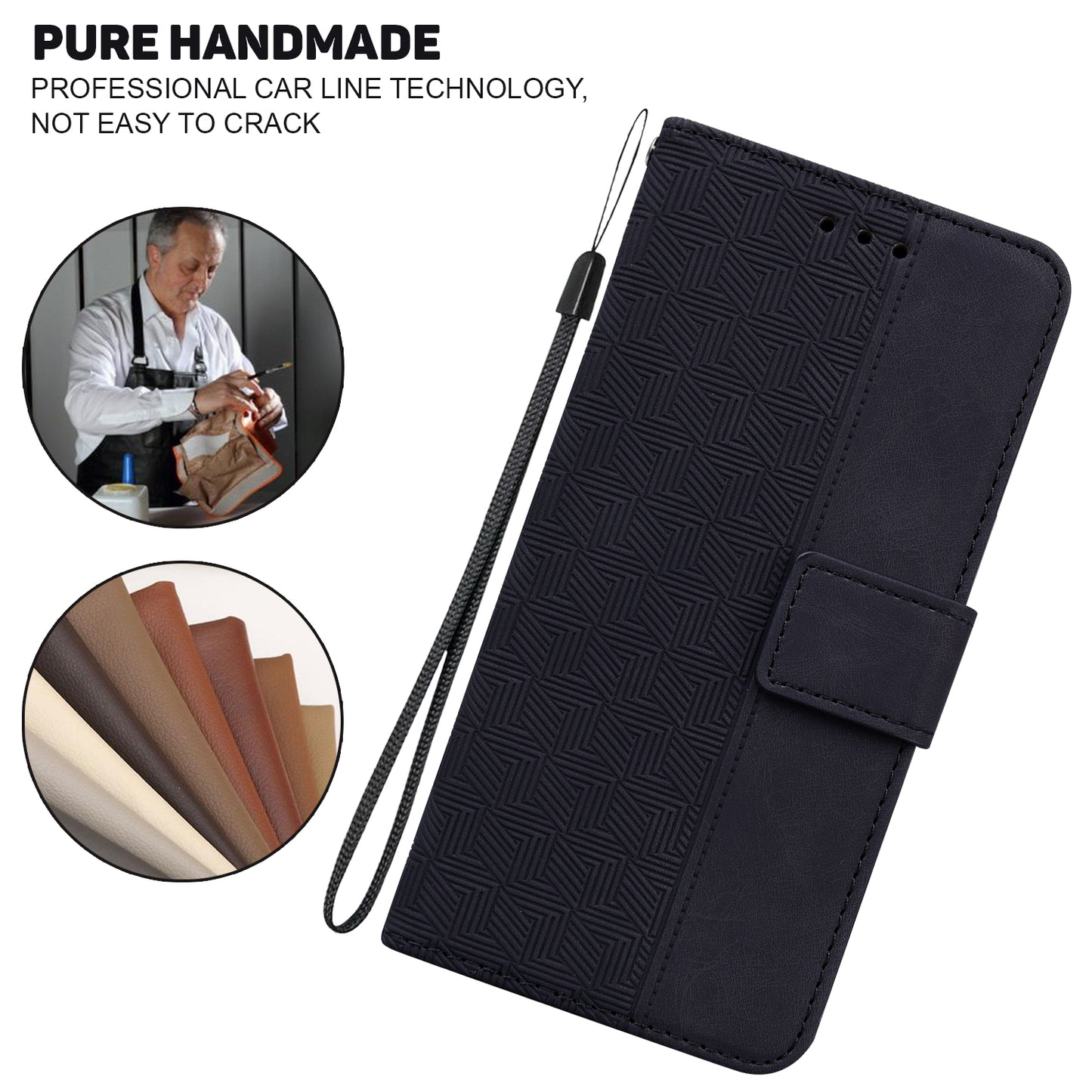 For OnePlus Nord N200 5G Imprinted Geometry Pattern PU Leather Magnetic Protection Cover Folding Stand Wallet Flip Folio Case with Strap