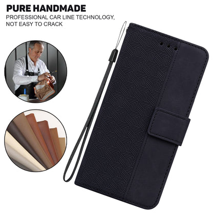 For OnePlus Nord N200 5G Imprinted Geometry Pattern PU Leather Magnetic Protection Cover Folding Stand Wallet Flip Folio Case with Strap