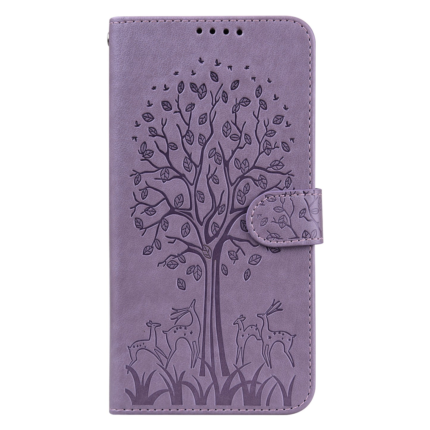 For OnePlus 10 Pro 5G Deer Tree Pattern Imprinted PU Leather Magnetic Flip Cover Stand Wallet Full-Body Protective Case