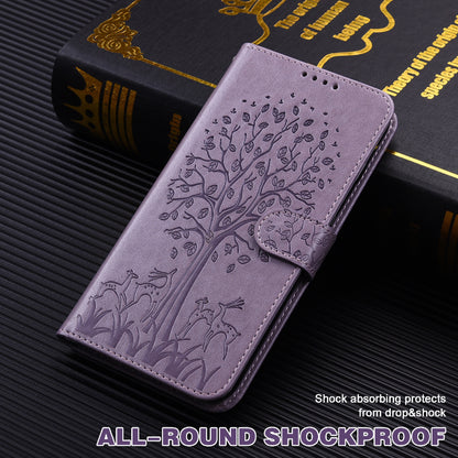 For OnePlus 10 Pro 5G Deer Tree Pattern Imprinted PU Leather Magnetic Flip Cover Stand Wallet Full-Body Protective Case