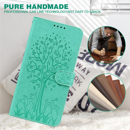 For OnePlus 10 Pro 5G Deer Tree Pattern Imprinted PU Leather Magnetic Flip Cover Stand Wallet Full-Body Protective Case