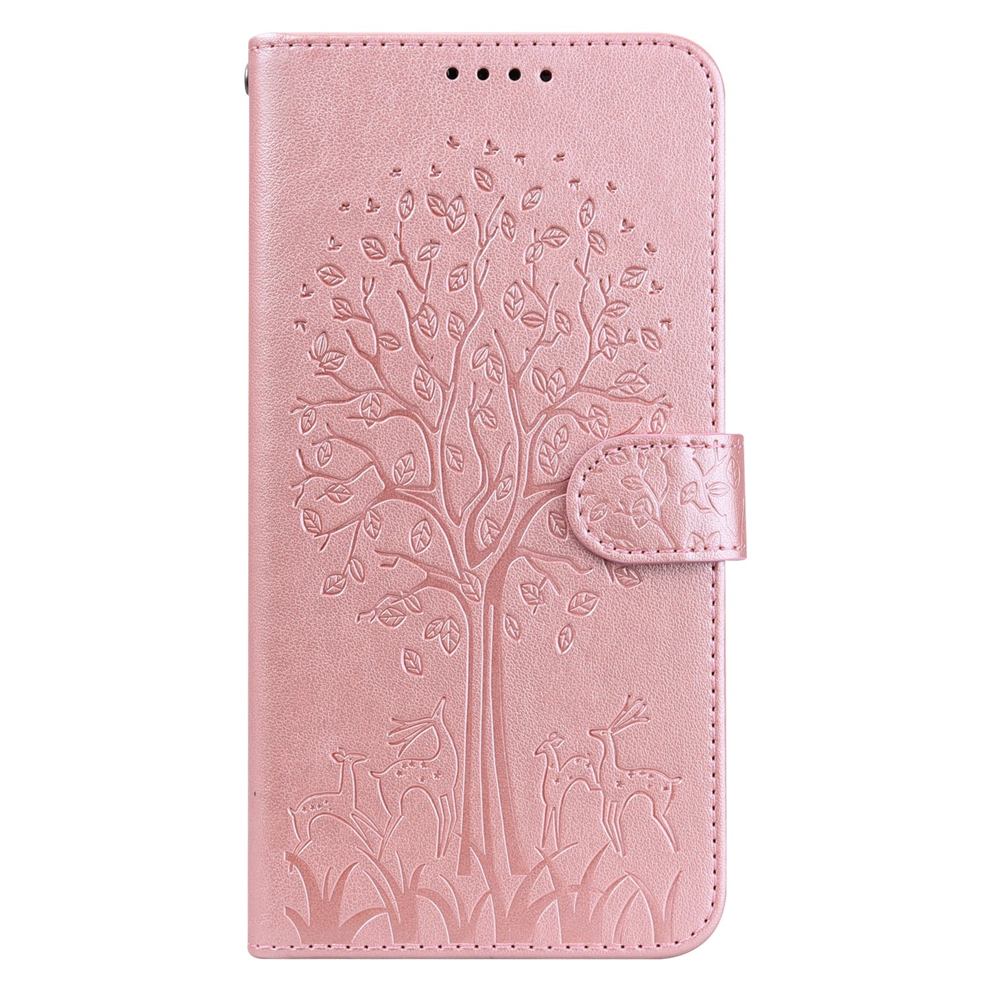 For OnePlus 10 Pro 5G Deer Tree Pattern Imprinted PU Leather Magnetic Flip Cover Stand Wallet Full-Body Protective Case