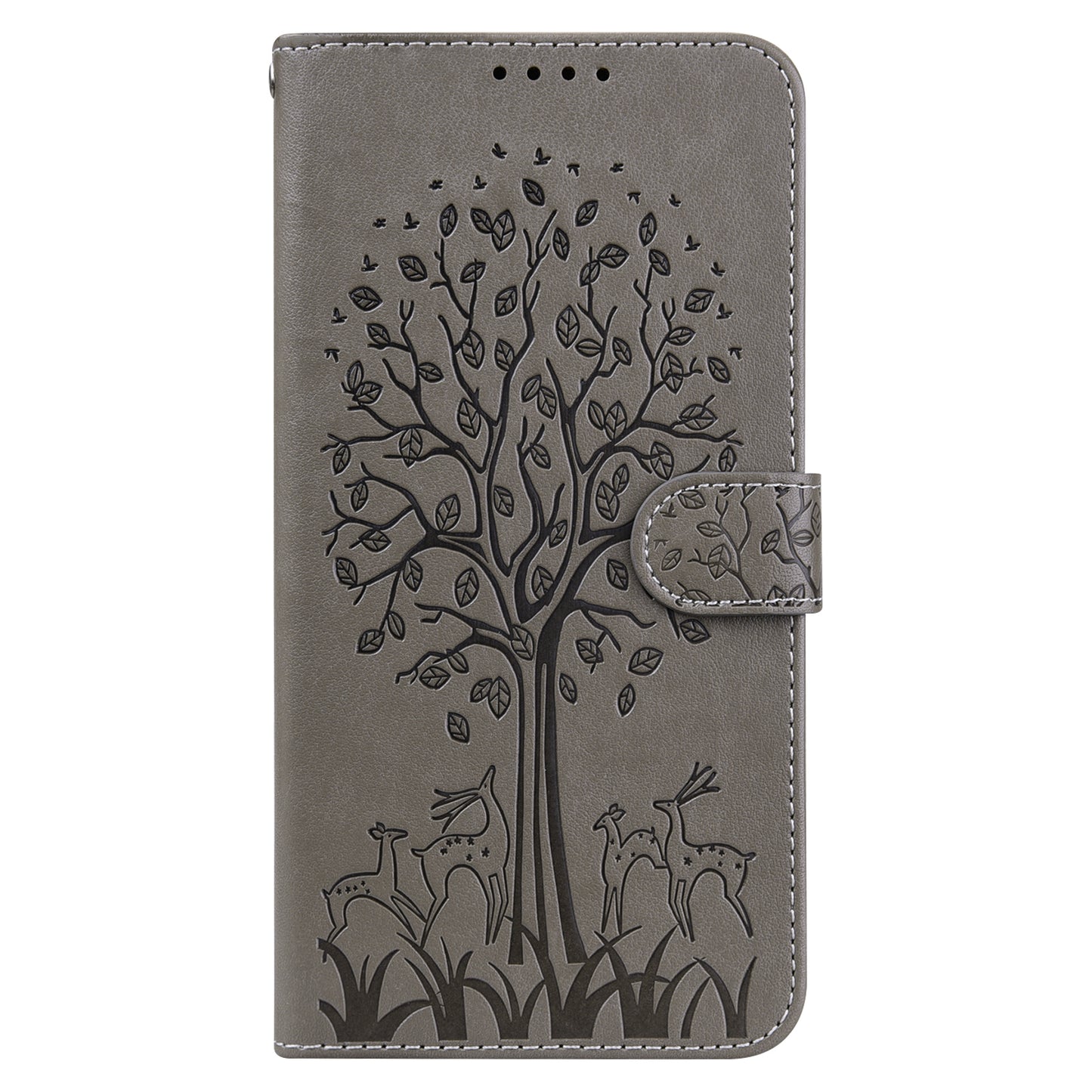 For OnePlus 10 Pro 5G Deer Tree Pattern Imprinted PU Leather Magnetic Flip Cover Stand Wallet Full-Body Protective Case