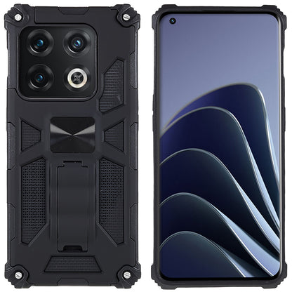 PC TPU Combo Armor Phone Case for OnePlus 10 Pro, Double Protection Anti-fall Kickstand and Magnetic Metal Sheet Hybrid Phone Case