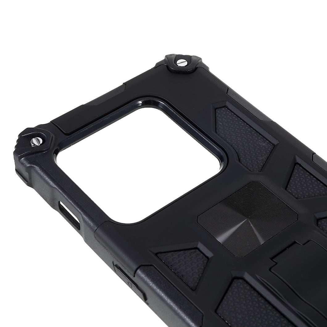 PC TPU Combo Armor Phone Case for OnePlus 10 Pro, Double Protection Anti-fall Kickstand and Magnetic Metal Sheet Hybrid Phone Case