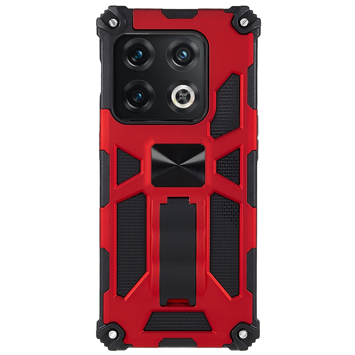 PC TPU Combo Armor Phone Case for OnePlus 10 Pro, Double Protection Anti-fall Kickstand and Magnetic Metal Sheet Hybrid Phone Case