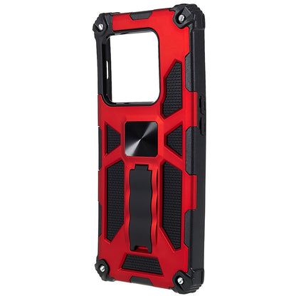 PC TPU Combo Armor Phone Case for OnePlus 10 Pro, Double Protection Anti-fall Kickstand and Magnetic Metal Sheet Hybrid Phone Case