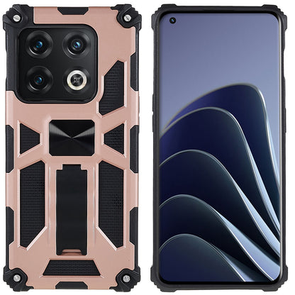 PC TPU Combo Armor Phone Case for OnePlus 10 Pro, Double Protection Anti-fall Kickstand and Magnetic Metal Sheet Hybrid Phone Case