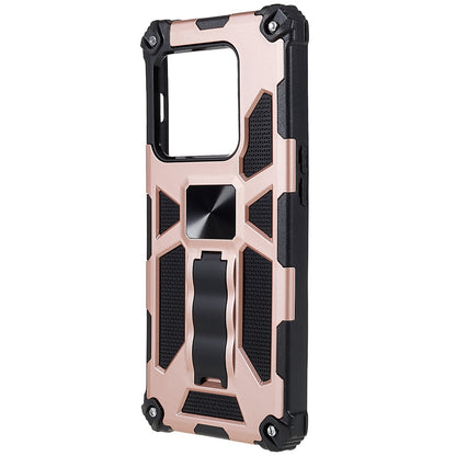 PC TPU Combo Armor Phone Case for OnePlus 10 Pro, Double Protection Anti-fall Kickstand and Magnetic Metal Sheet Hybrid Phone Case