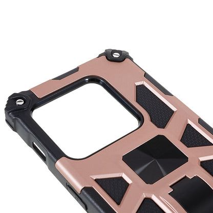 PC TPU Combo Armor Phone Case for OnePlus 10 Pro, Double Protection Anti-fall Kickstand and Magnetic Metal Sheet Hybrid Phone Case