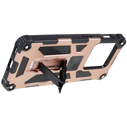 PC TPU Combo Armor Phone Case for OnePlus 10 Pro, Double Protection Anti-fall Kickstand and Magnetic Metal Sheet Hybrid Phone Case