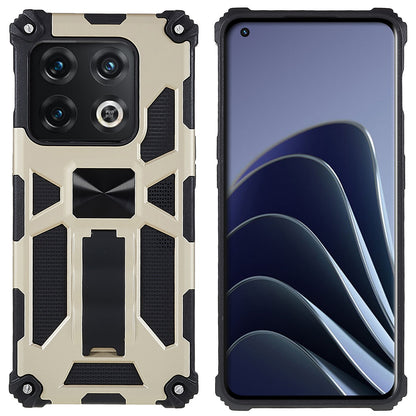 PC TPU Combo Armor Phone Case for OnePlus 10 Pro, Double Protection Anti-fall Kickstand and Magnetic Metal Sheet Hybrid Phone Case