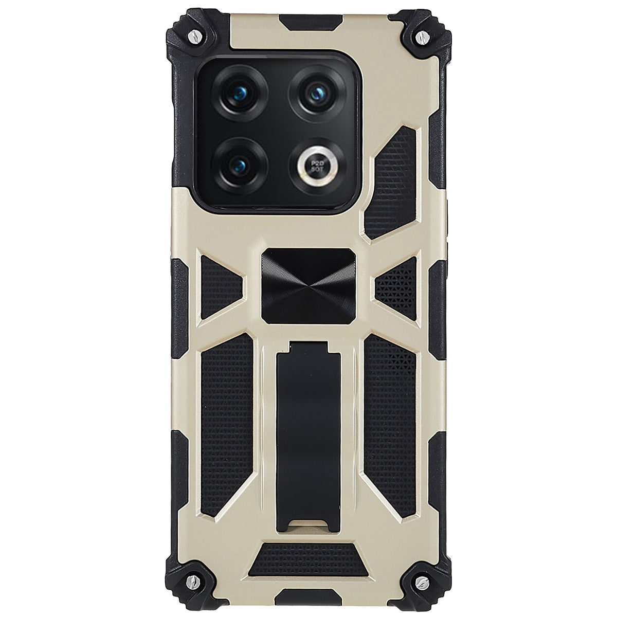 PC TPU Combo Armor Phone Case for OnePlus 10 Pro, Double Protection Anti-fall Kickstand and Magnetic Metal Sheet Hybrid Phone Case