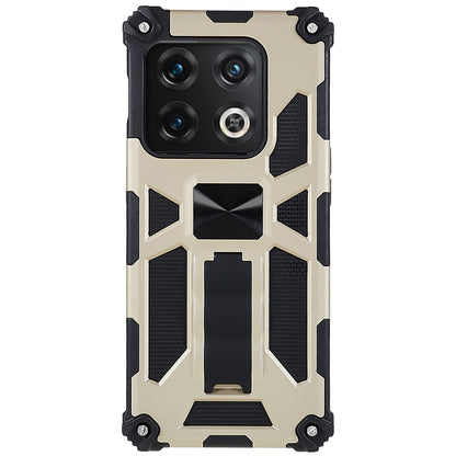 PC TPU Combo Armor Phone Case for OnePlus 10 Pro, Double Protection Anti-fall Kickstand and Magnetic Metal Sheet Hybrid Phone Case