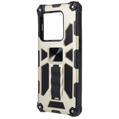 PC TPU Combo Armor Phone Case for OnePlus 10 Pro, Double Protection Anti-fall Kickstand and Magnetic Metal Sheet Hybrid Phone Case