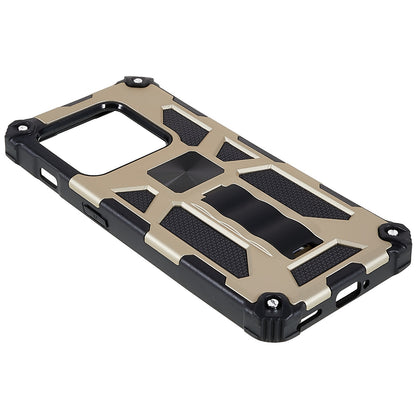 PC TPU Combo Armor Phone Case for OnePlus 10 Pro, Double Protection Anti-fall Kickstand and Magnetic Metal Sheet Hybrid Phone Case