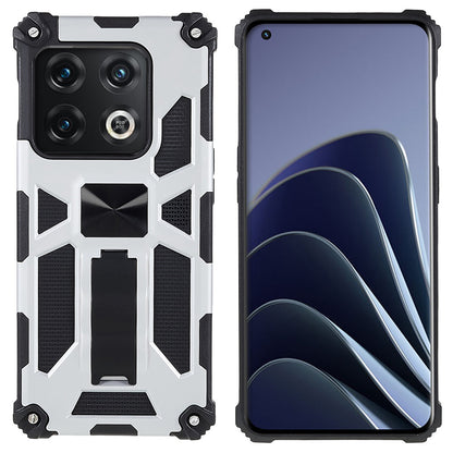 PC TPU Combo Armor Phone Case for OnePlus 10 Pro, Double Protection Anti-fall Kickstand and Magnetic Metal Sheet Hybrid Phone Case
