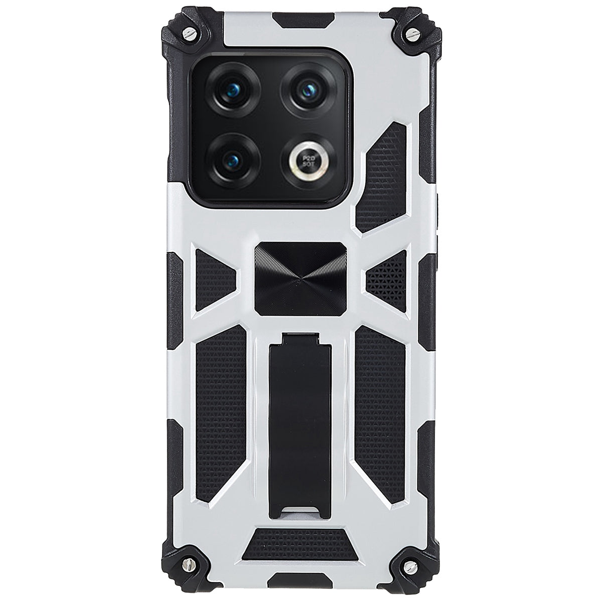 PC TPU Combo Armor Phone Case for OnePlus 10 Pro, Double Protection Anti-fall Kickstand and Magnetic Metal Sheet Hybrid Phone Case