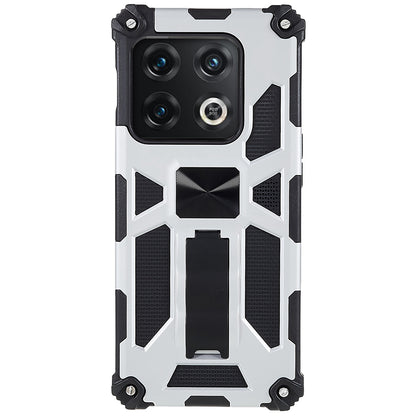 PC TPU Combo Armor Phone Case for OnePlus 10 Pro, Double Protection Anti-fall Kickstand and Magnetic Metal Sheet Hybrid Phone Case