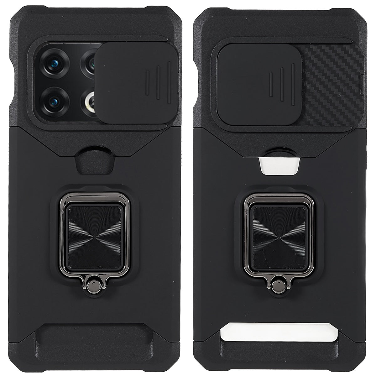 For OnePlus 10 Pro Wear-resistant PC + TPU Camera Slider Anti-drop Card Slot + Metal Kickstand Design Case