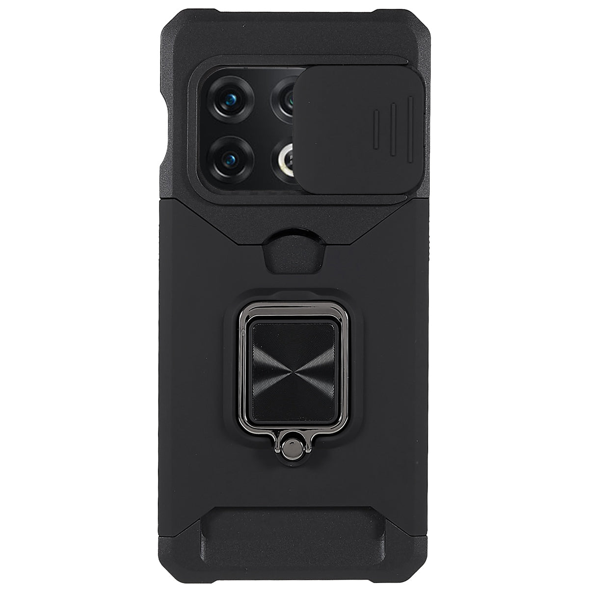 For OnePlus 10 Pro Wear-resistant PC + TPU Camera Slider Anti-drop Card Slot + Metal Kickstand Design Case