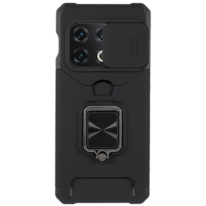 For OnePlus 10 Pro Wear-resistant PC + TPU Camera Slider Anti-drop Card Slot + Metal Kickstand Design Case