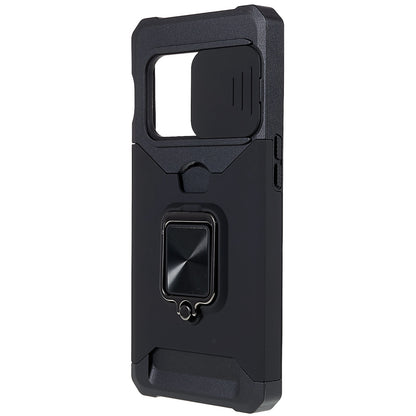 For OnePlus 10 Pro Wear-resistant PC + TPU Camera Slider Anti-drop Card Slot + Metal Kickstand Design Case