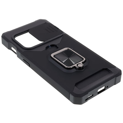 For OnePlus 10 Pro Wear-resistant PC + TPU Camera Slider Anti-drop Card Slot + Metal Kickstand Design Case