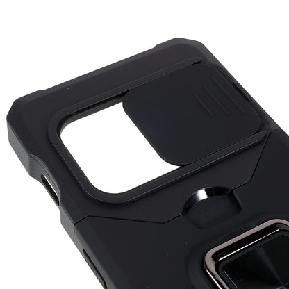 For OnePlus 10 Pro Wear-resistant PC + TPU Camera Slider Anti-drop Card Slot + Metal Kickstand Design Case