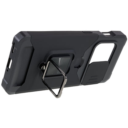 For OnePlus 10 Pro Wear-resistant PC + TPU Camera Slider Anti-drop Card Slot + Metal Kickstand Design Case