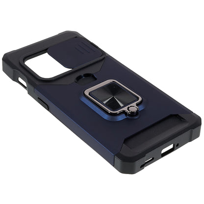 For OnePlus 10 Pro Wear-resistant PC + TPU Camera Slider Anti-drop Card Slot + Metal Kickstand Design Case