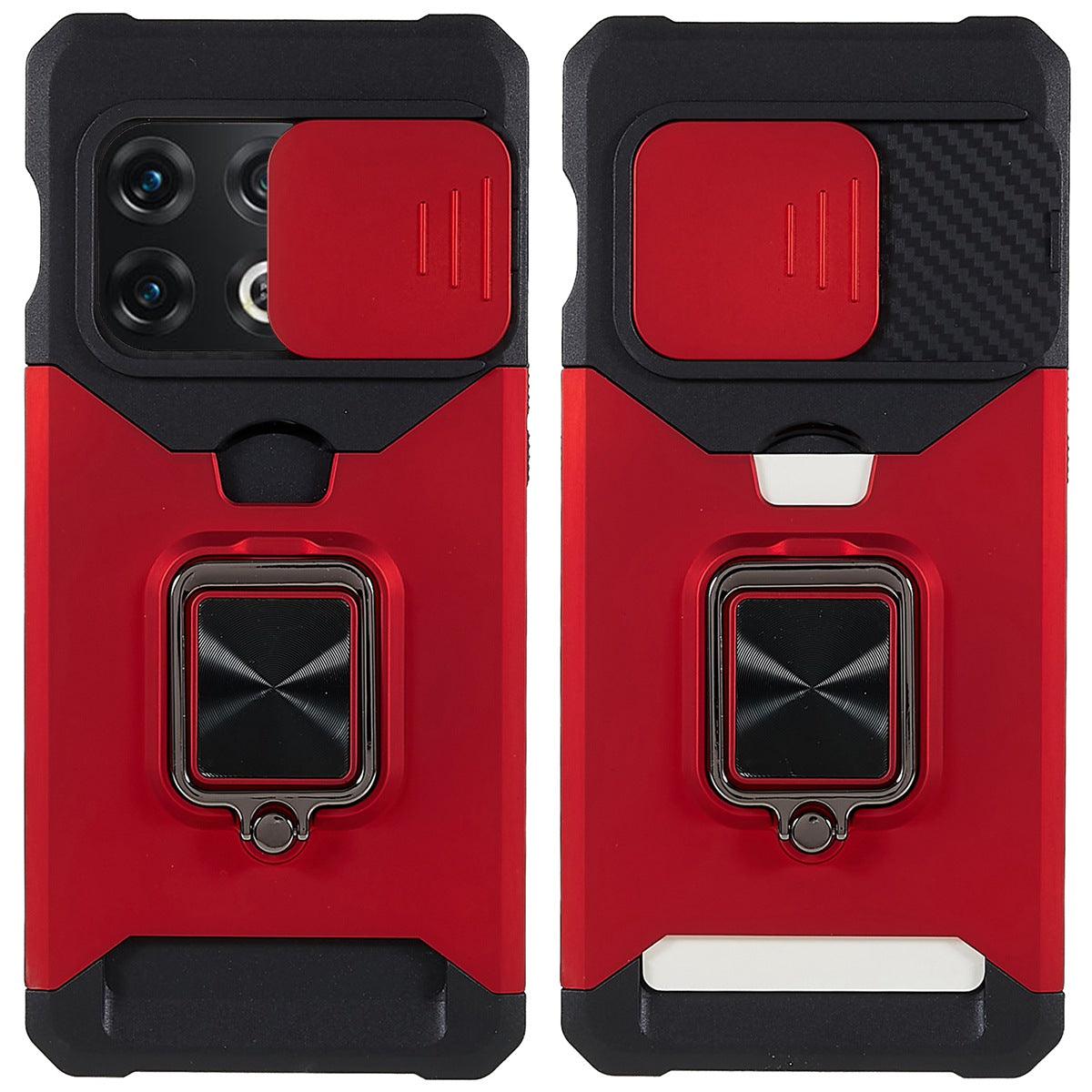 For OnePlus 10 Pro Wear-resistant PC + TPU Camera Slider Anti-drop Card Slot + Metal Kickstand Design Case