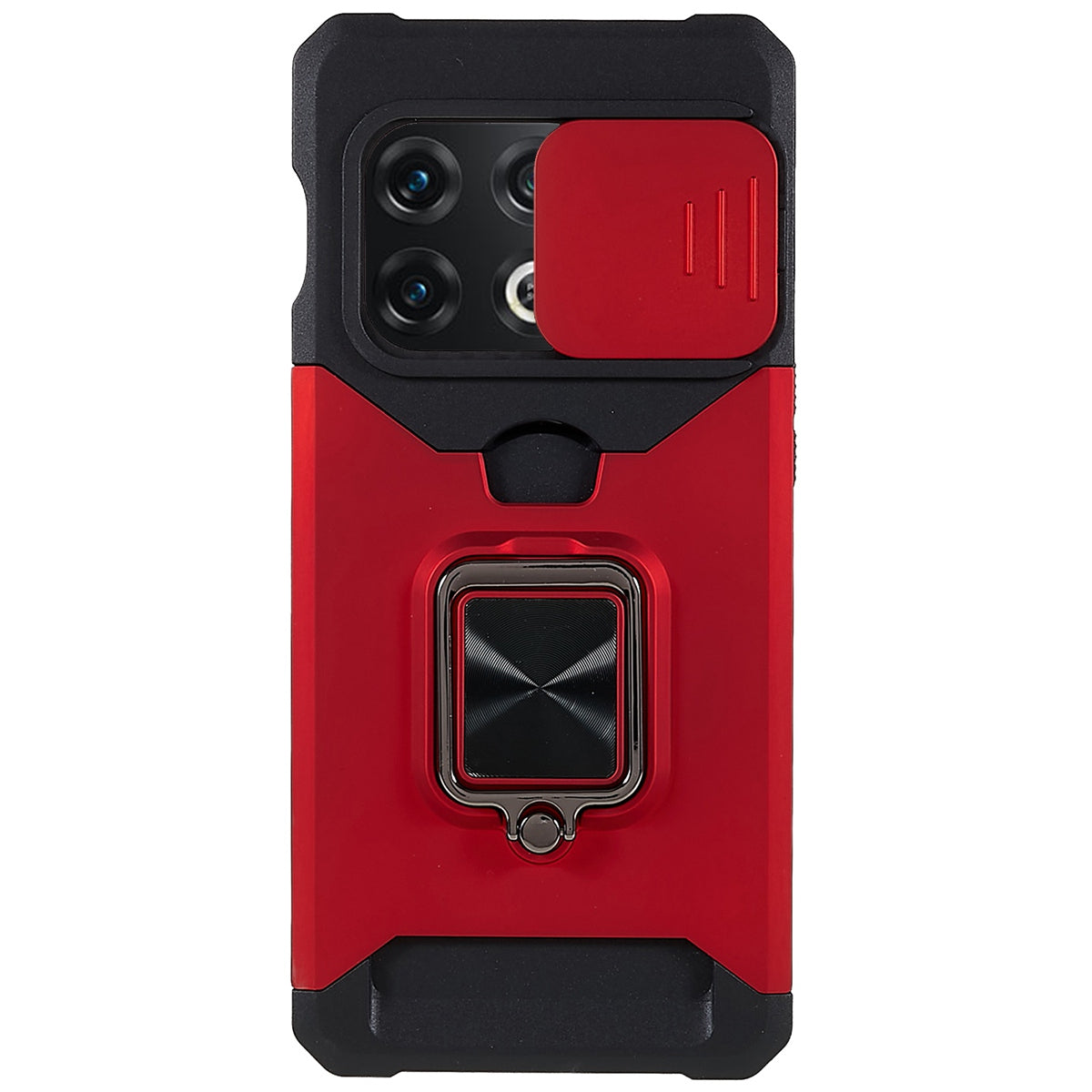 For OnePlus 10 Pro Wear-resistant PC + TPU Camera Slider Anti-drop Card Slot + Metal Kickstand Design Case