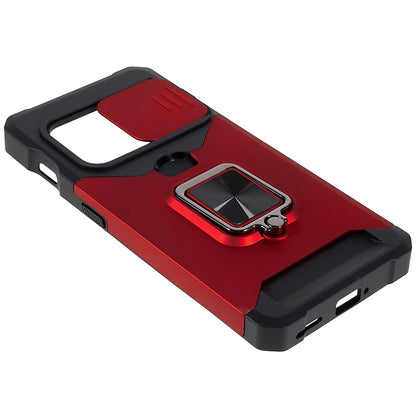 For OnePlus 10 Pro Wear-resistant PC + TPU Camera Slider Anti-drop Card Slot + Metal Kickstand Design Case