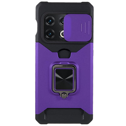 For OnePlus 10 Pro Wear-resistant PC + TPU Camera Slider Anti-drop Card Slot + Metal Kickstand Design Case