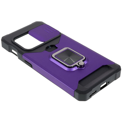 For OnePlus 10 Pro Wear-resistant PC + TPU Camera Slider Anti-drop Card Slot + Metal Kickstand Design Case