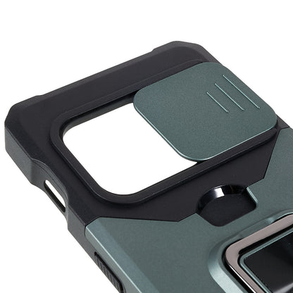 For OnePlus 10 Pro Wear-resistant PC + TPU Camera Slider Anti-drop Card Slot + Metal Kickstand Design Case