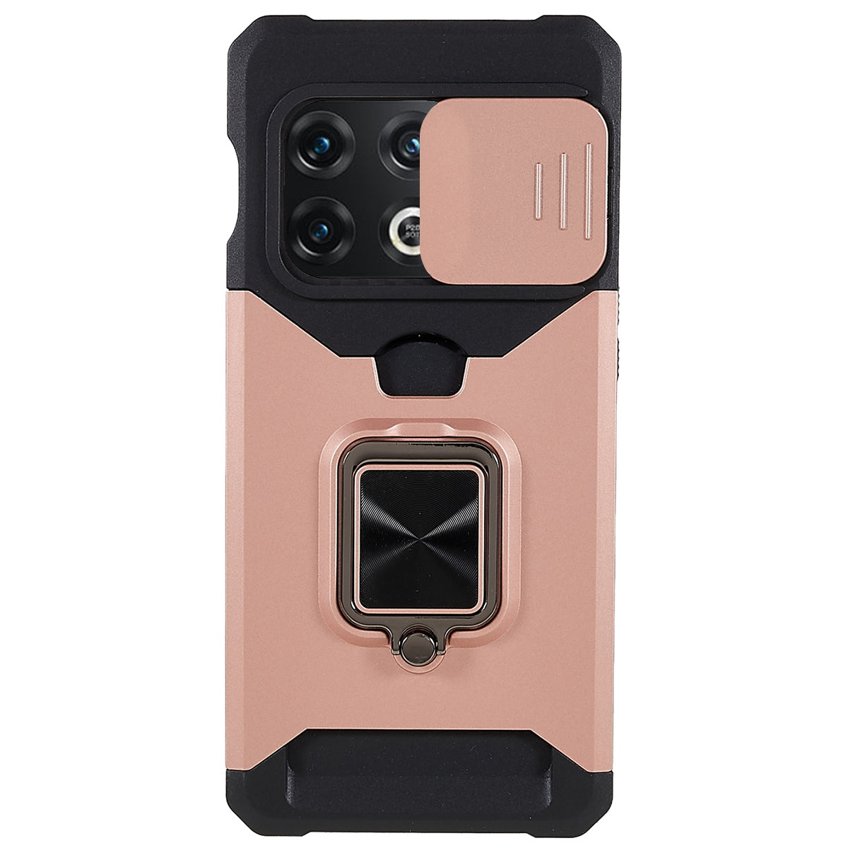 For OnePlus 10 Pro Wear-resistant PC + TPU Camera Slider Anti-drop Card Slot + Metal Kickstand Design Case
