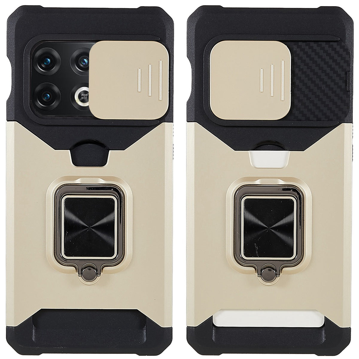 For OnePlus 10 Pro Wear-resistant PC + TPU Camera Slider Anti-drop Card Slot + Metal Kickstand Design Case