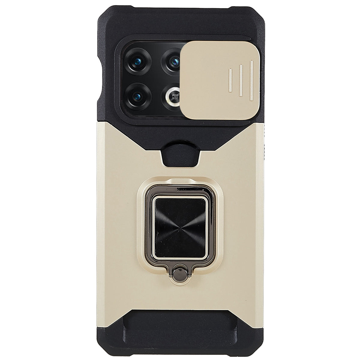 For OnePlus 10 Pro Wear-resistant PC + TPU Camera Slider Anti-drop Card Slot + Metal Kickstand Design Case