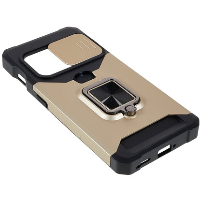 For OnePlus 10 Pro Wear-resistant PC + TPU Camera Slider Anti-drop Card Slot + Metal Kickstand Design Case