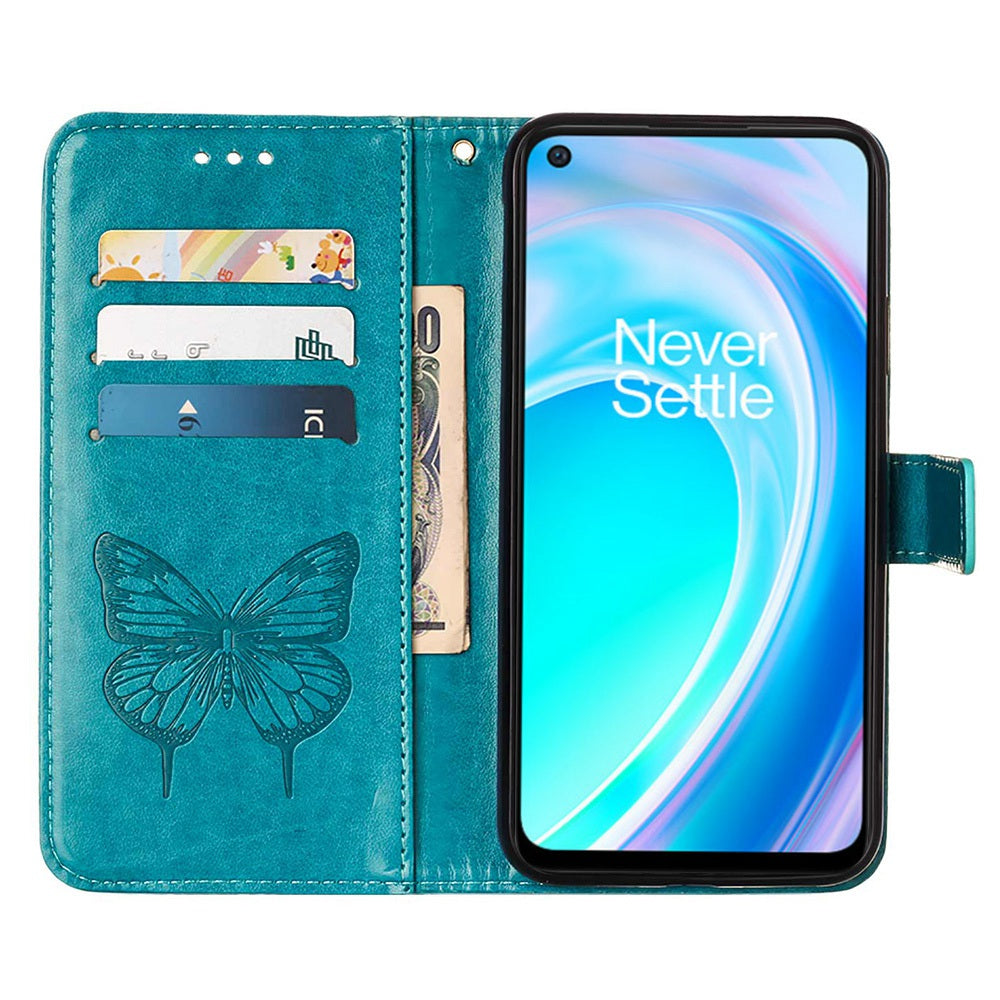 YB Imprinting Flower Series-4 for OnePlus Nord CE 2 Lite 5G Butterfly Flower Imprinted PU Leather Case Phone Wallet Stand Cover