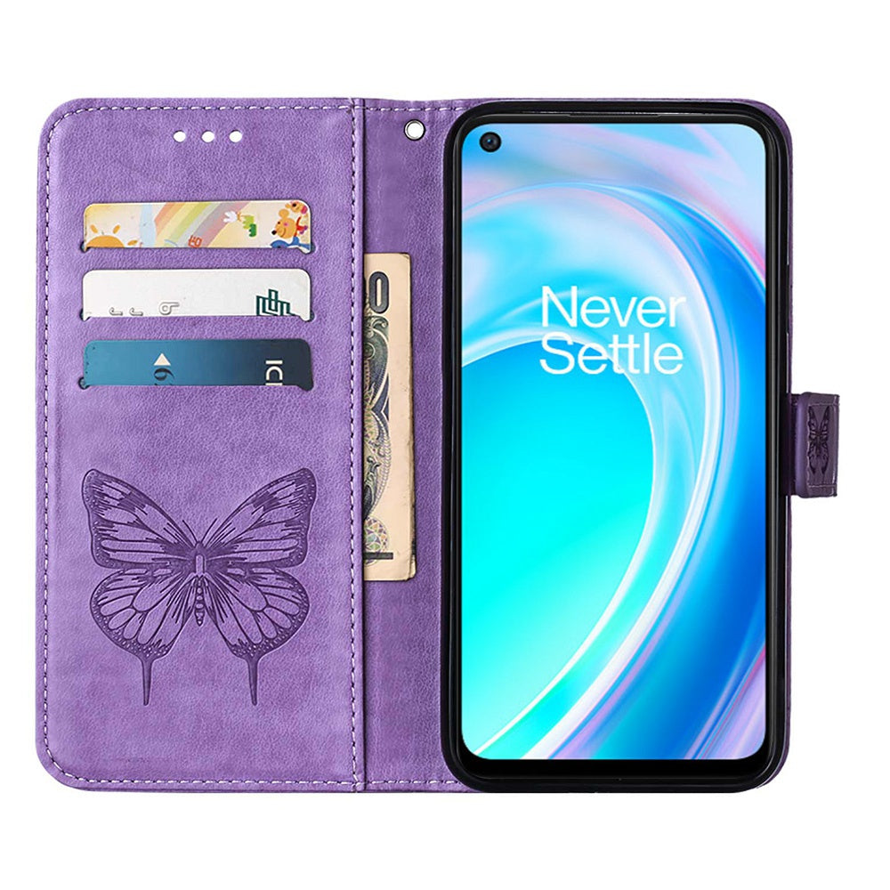YB Imprinting Flower Series-4 for OnePlus Nord CE 2 Lite 5G Butterfly Flower Imprinted PU Leather Case Phone Wallet Stand Cover