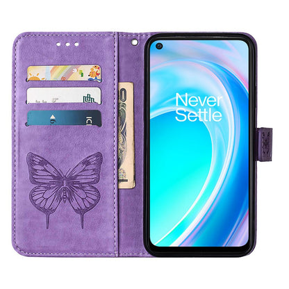 YB Imprinting Flower Series-4 for OnePlus Nord CE 2 Lite 5G Butterfly Flower Imprinted PU Leather Case Phone Wallet Stand Cover