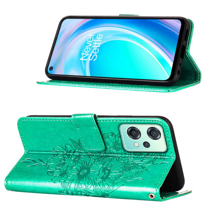 YB Imprinting Flower Series-4 for OnePlus Nord CE 2 Lite 5G Butterfly Flower Imprinted PU Leather Case Phone Wallet Stand Cover