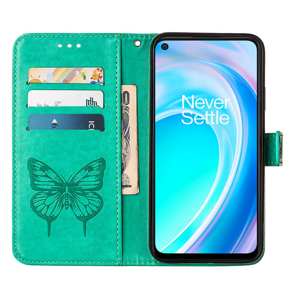 YB Imprinting Flower Series-4 for OnePlus Nord CE 2 Lite 5G Butterfly Flower Imprinted PU Leather Case Phone Wallet Stand Cover